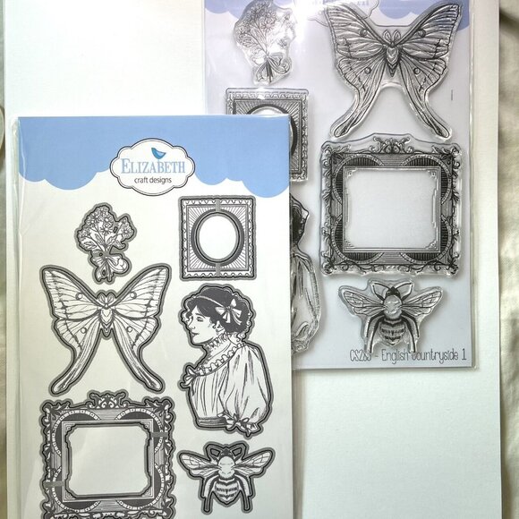Elizabeth Craft Design Butterfly Clear Stamp Die Set English Countryside 1 Gift - Picture 1 of 9